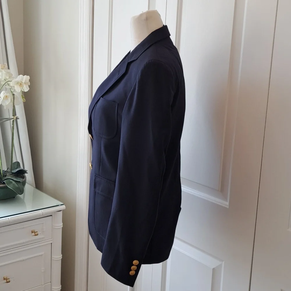 Brooks Brothers Boys Formal Navy Wool Blazer/Sport Coat Lined Gold‎ Buttons S-14